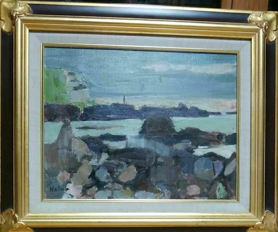 灰野文一郎　F6 男鹿の岩礁　白日会会員　栃木県文化功労者