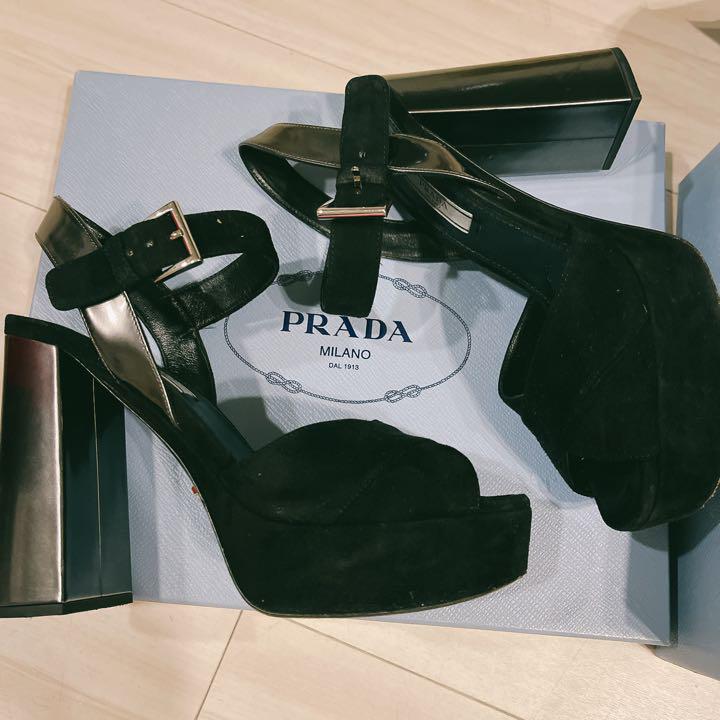 プラダ　サンダル　ブラック　スエード　24.5 25.0cm