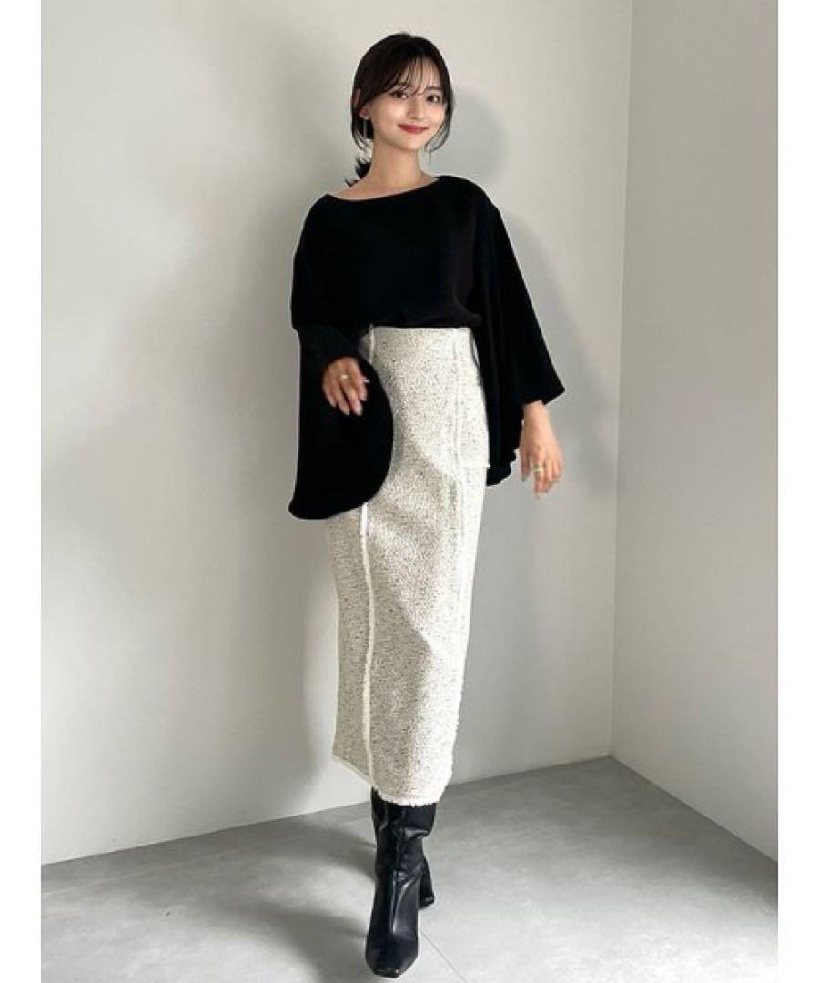 anuans ツイードスカート IVORY