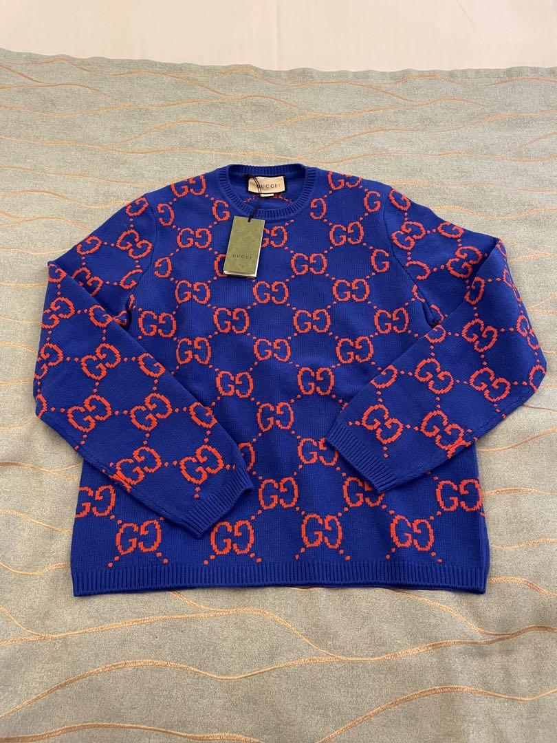 新品 グッチ ニット 青 XL セーター ウール