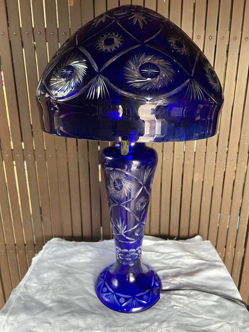 トコ　レトロ　切り子　ランプ　ガラス　ブルー　ヴィンテージ