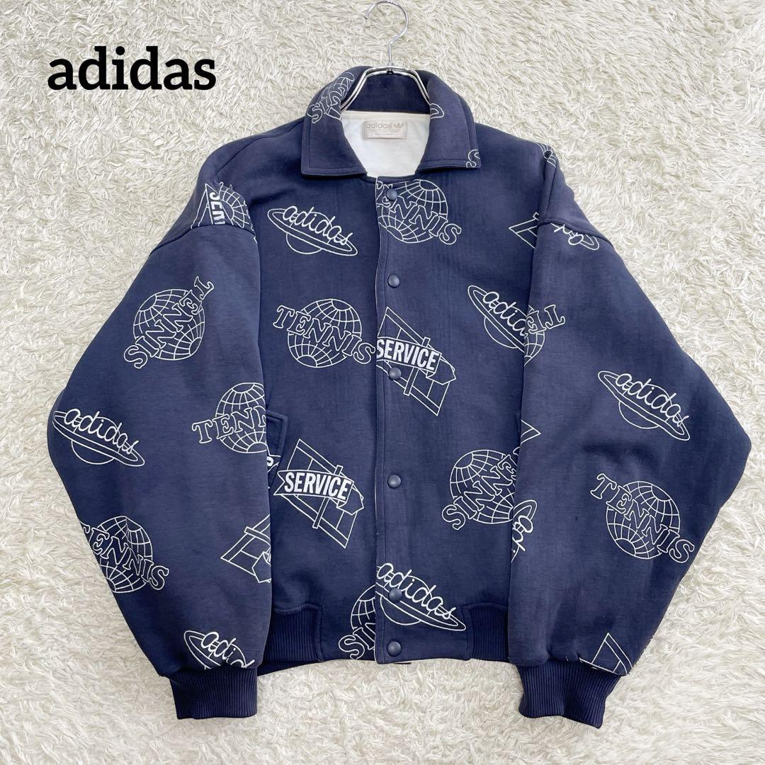 【adidas】希少　90's  テニス 総柄　スウェットスタジャン