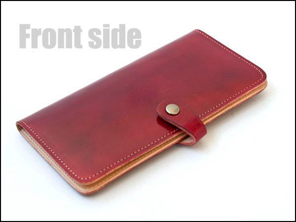 ゴダン ハンドメイド iPhone11対応 手帳型ケース スライド式ヌメ革Red